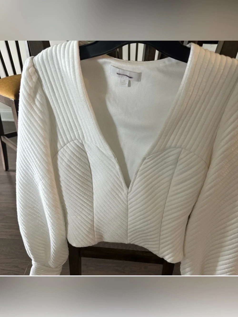 Anthropologie Eri + Ali White Ribbed Puff Sleeve Corset Crop Top Small